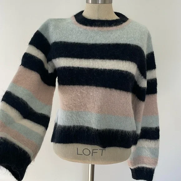 Ba&sh lady pullover Alpaca striped sweater made in Italy - size 0 - Picture 1 of 10